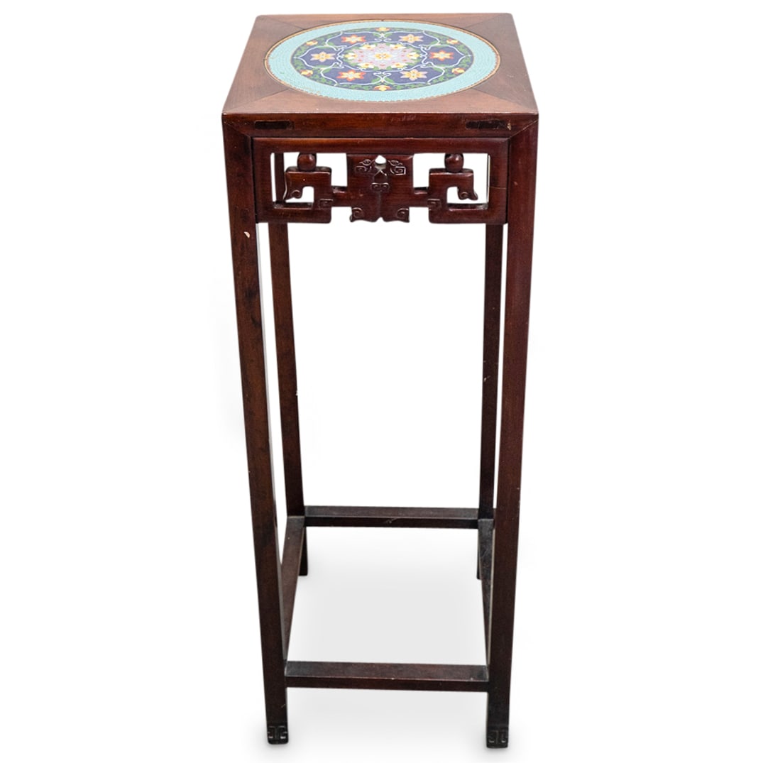 Chinese Wood & Enamel Cloisonne Pedestal (1 of 6)
