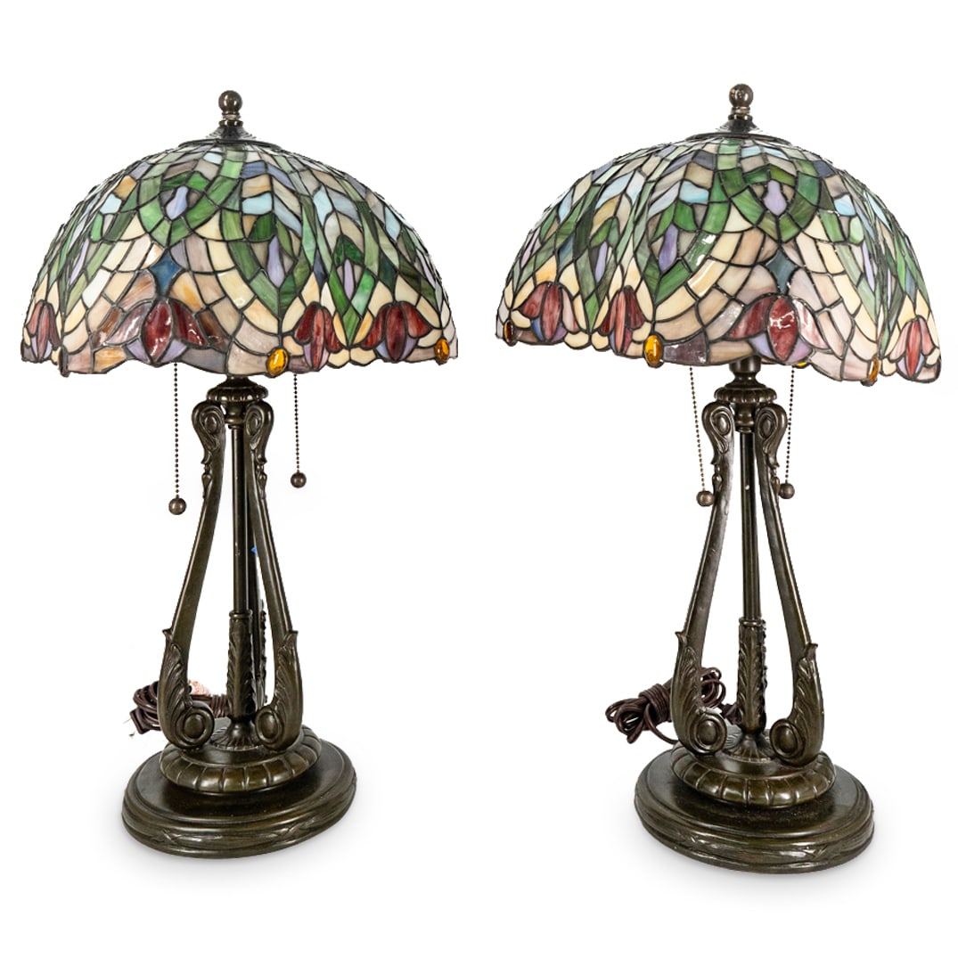 Pair Of Tiffany Style Table Lamps (1 of 2)