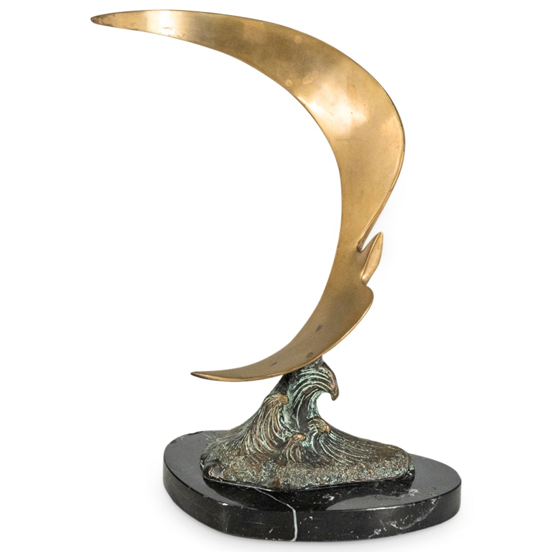 Modernist "Sea Gull On Wave" Bronze Sculpture (1 of 4)