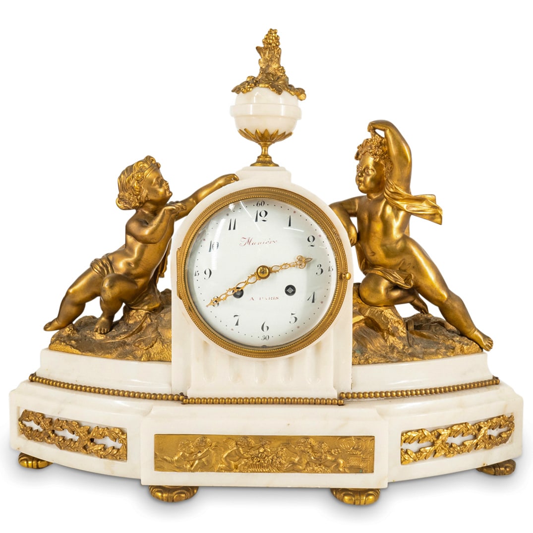 Antique Marble & Bronzel Mantel Clock W/ Putti (1 of 7)