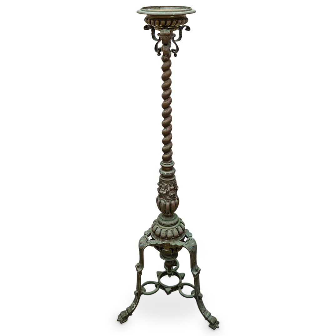 Antique Bronze Pedestal Lamp Base (1 of 5)