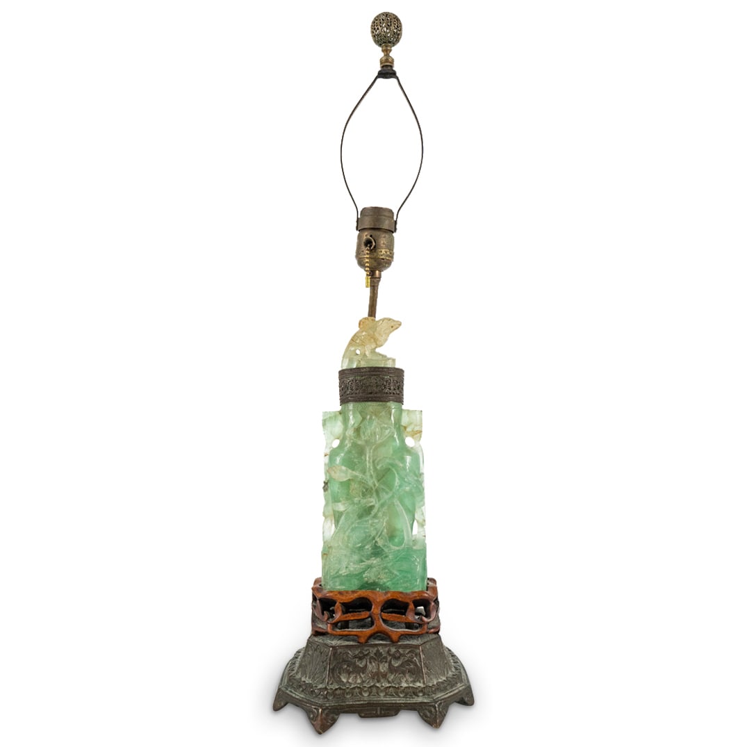 Antique Chinese Quartz Lotus Urn Table Lamp (1 of 5)