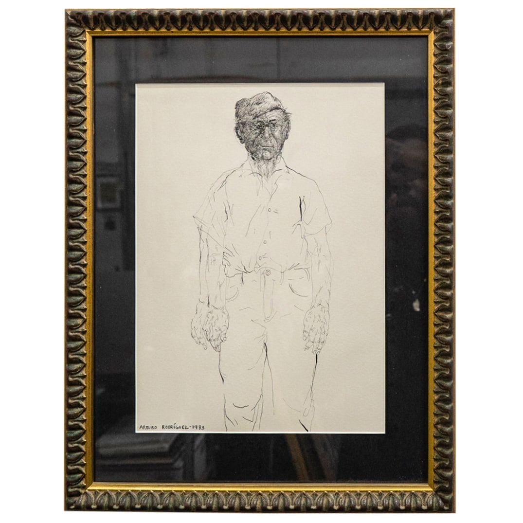 Arturo Rodriguez (Cuba, 1956 ) Ink Drawing Of A Man (1 of 3)