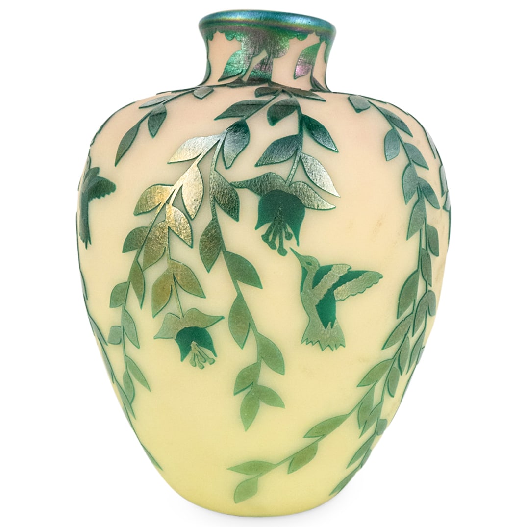 Gibson Glass Cameo Hummingbird Vase (1 of 4)