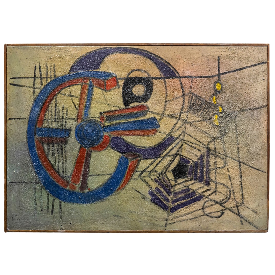 Mid-Century Abstract Expressionist Oil On Board (1 of 6)