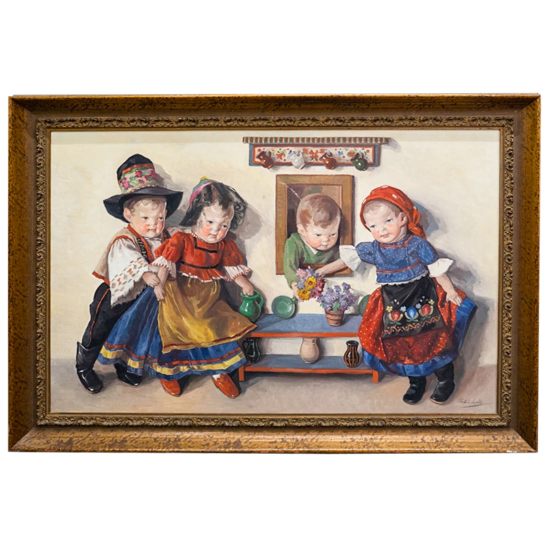 Signed Doll Grouping Oil On Canvas (1 of 5)