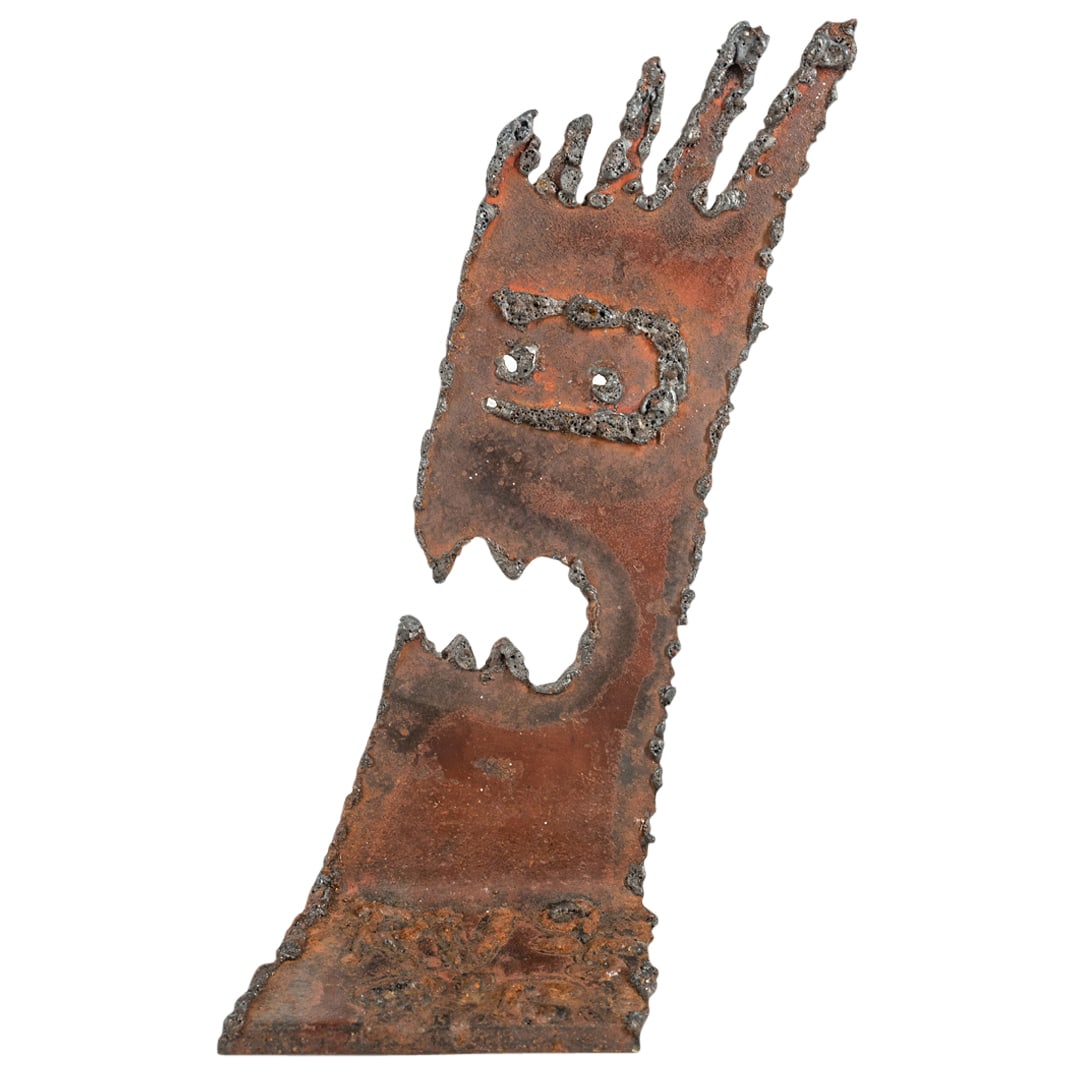 Signed Molded Iron Folk Art Whimsical Face (1 of 4)