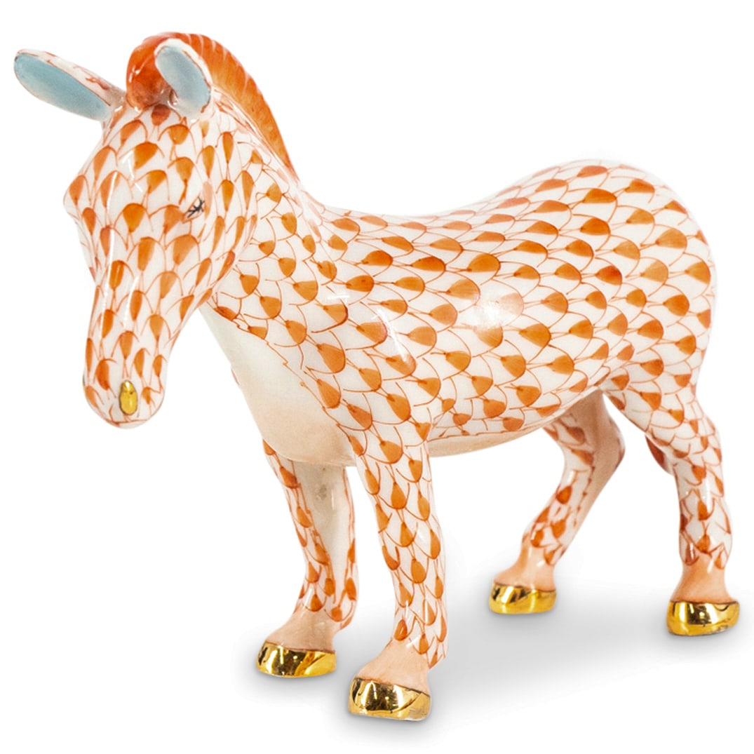 Herend Porcelain "Zebra" Rust Fishnet Figurine (1 of 4)