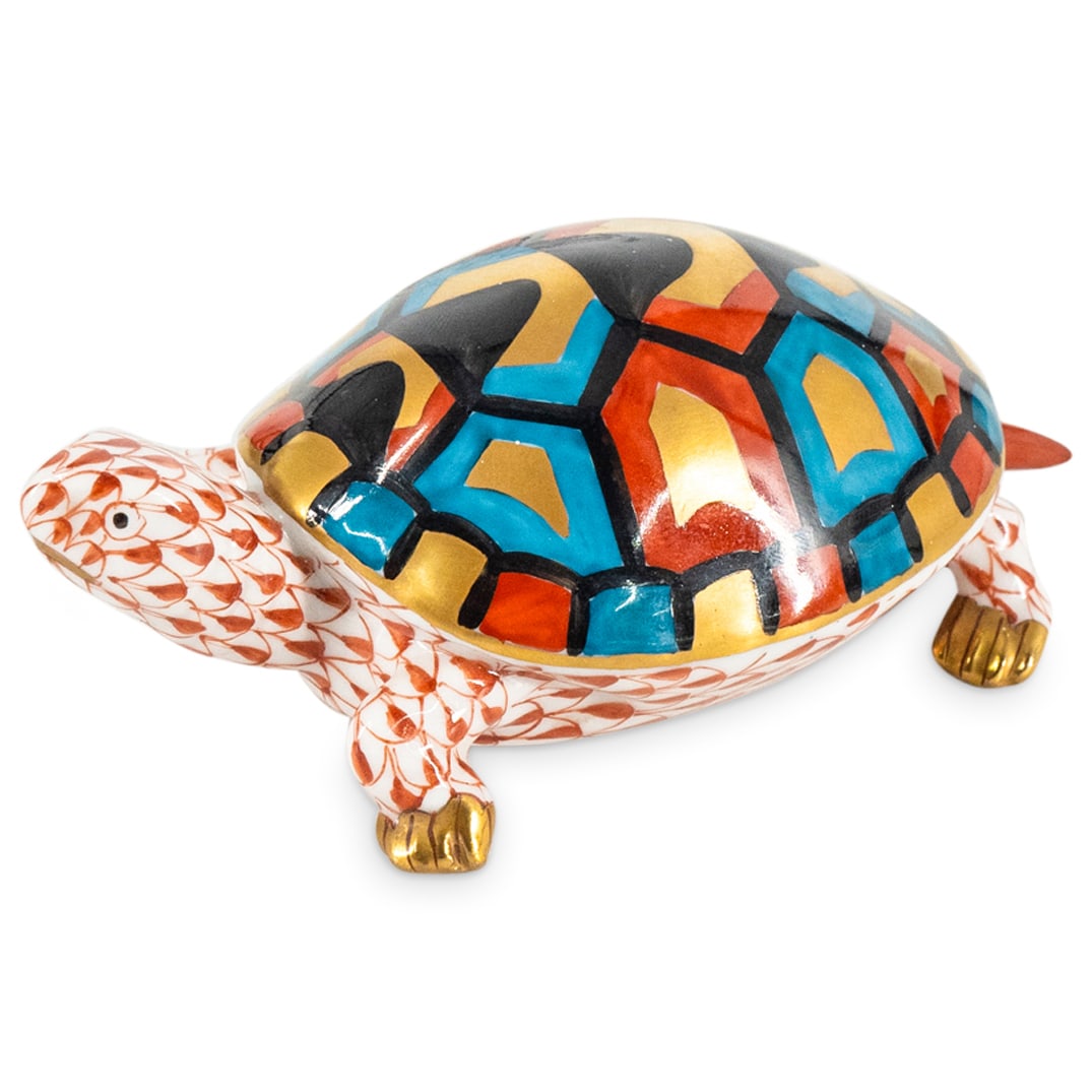 Herend Porcelain "Turtle" Rust Fishnet Figurine (1 of 4)
