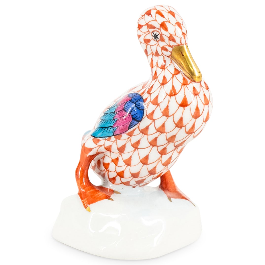 Herend Porcelain "Duck" Rust Fishnet Figurine (1 of 4)