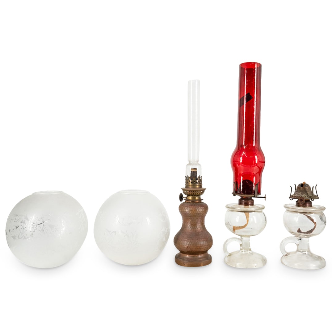 (3 Pc) Hurricane Lamp And Shade Lot (1 of 11)