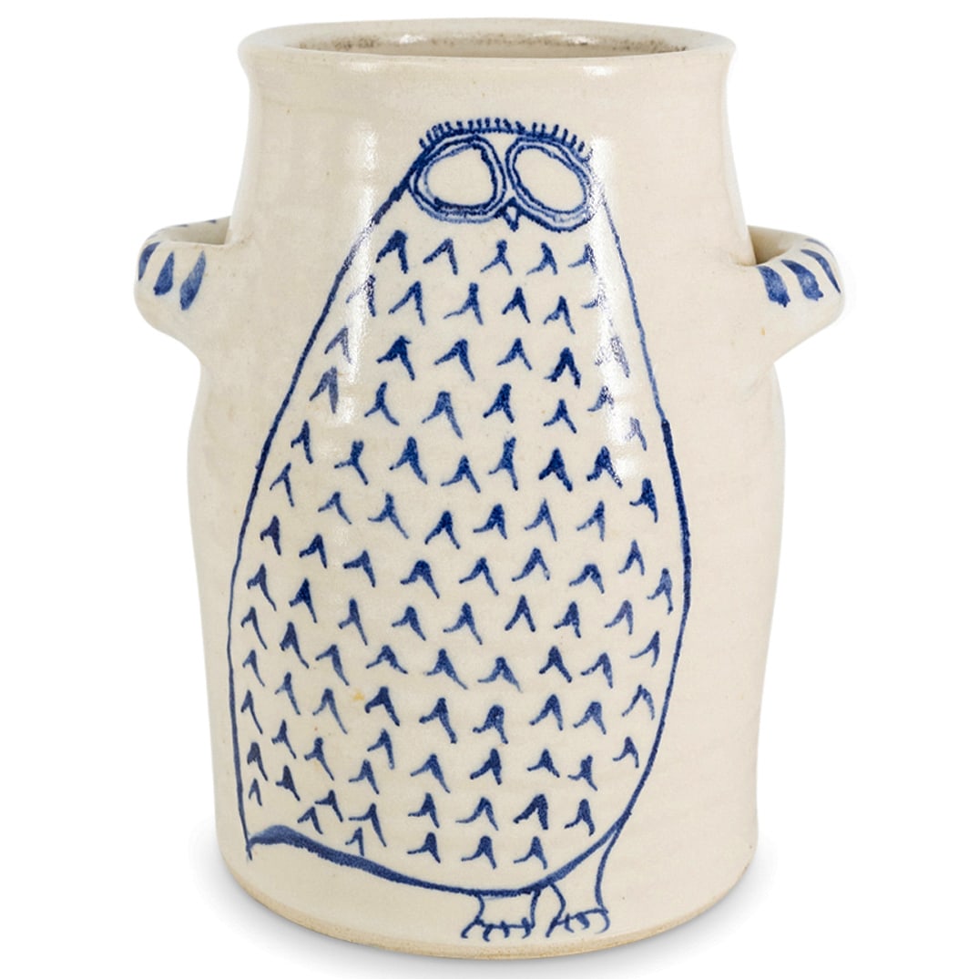 Signed Bell Blue & White Porcelain Owl Jar (1 of 7)