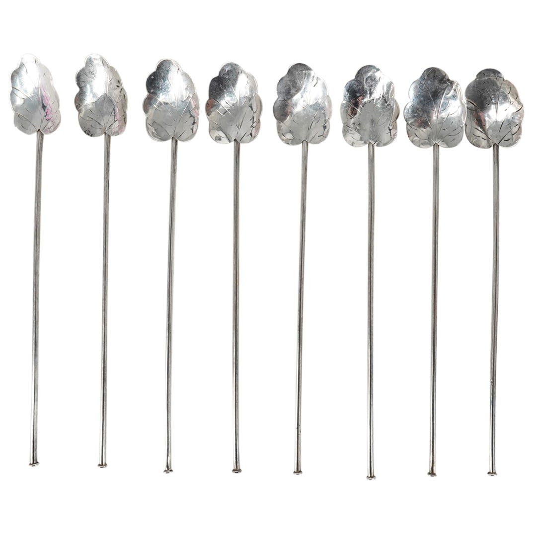 (8 Pc) Mexican Sterling Silver Drink Stirrers/Straws Set (1 of 4)