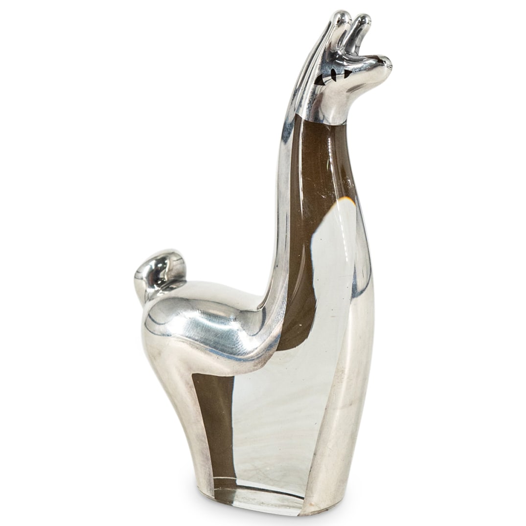 Peruvian Sterling Silver & Glass Llama Figurine Sculpture (1 of 2)