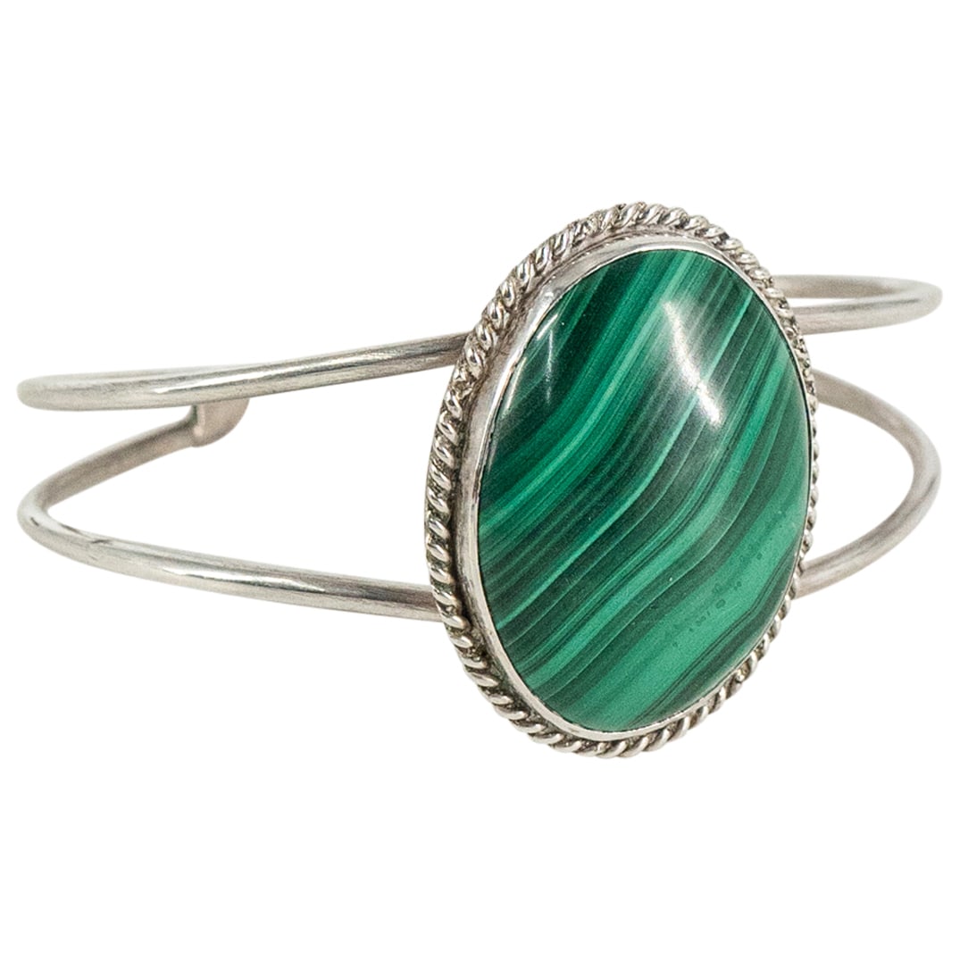 Sterling Silver & Malachite Cuff Bracelet (1 of 3)
