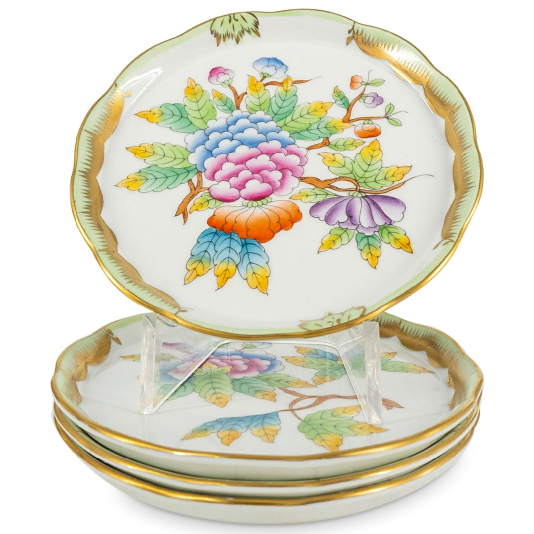 (4 Pc) Herend Hungary Porcelain "Queen Victoria" Coaster Set (1 of 2)