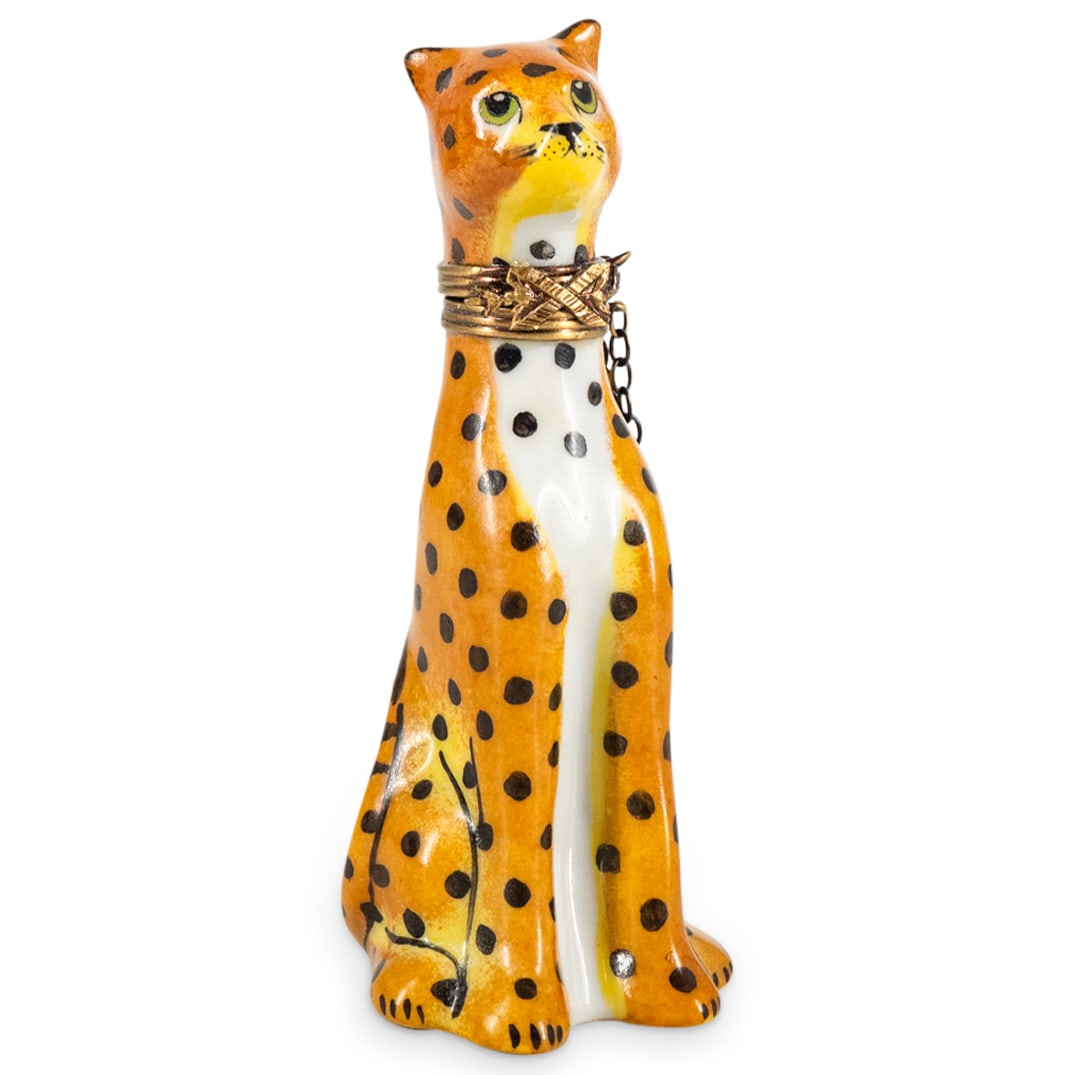 Limoges Rochard "Cheetah W/ Collar" Trinket Box (1 of 4)