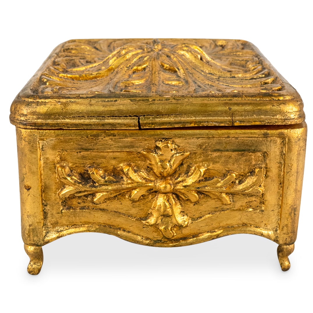 Vintage Gilt Carved Wood Vanity Box (1 of 2)