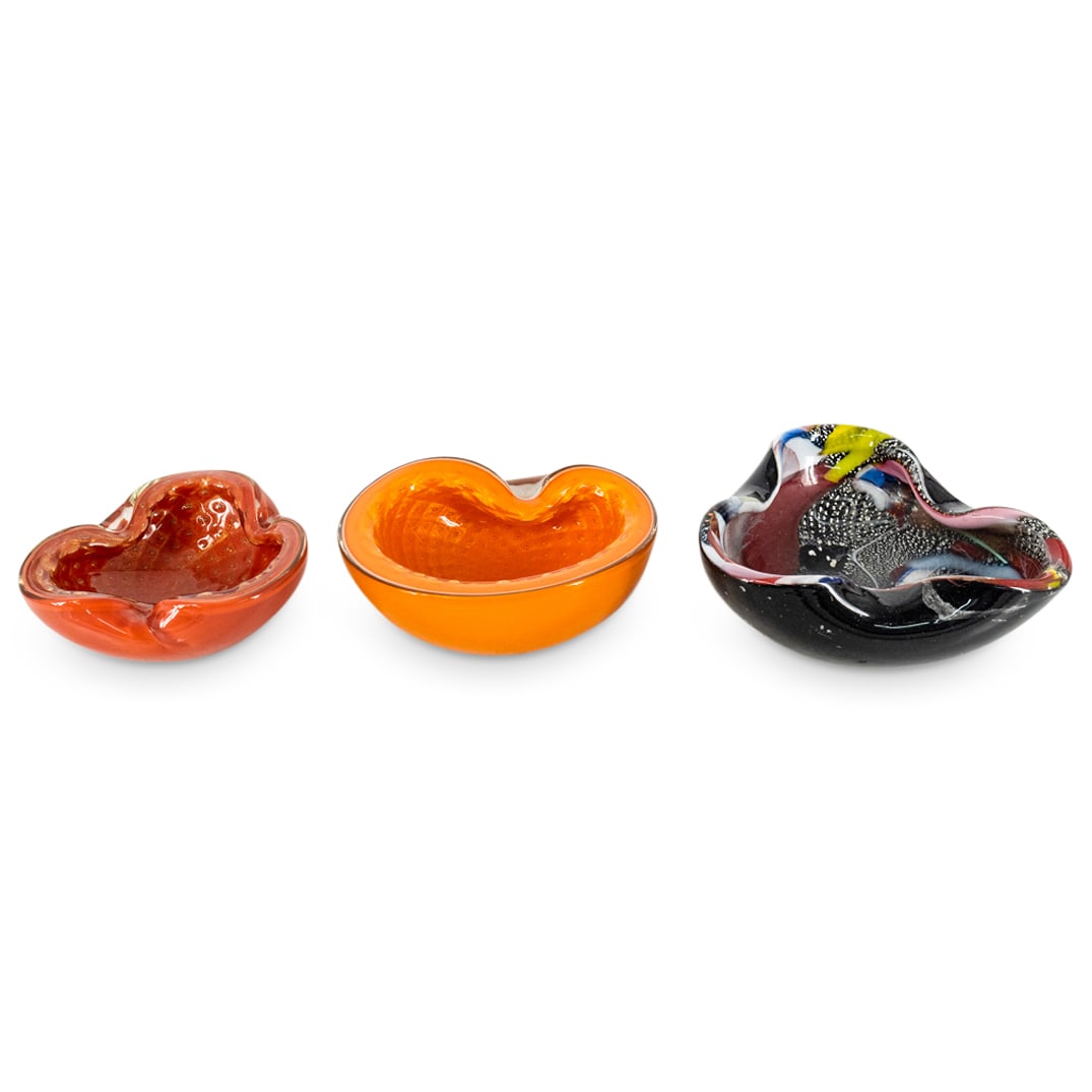 (3 Pc) Murano Glass Ashtrays (1 of 9)