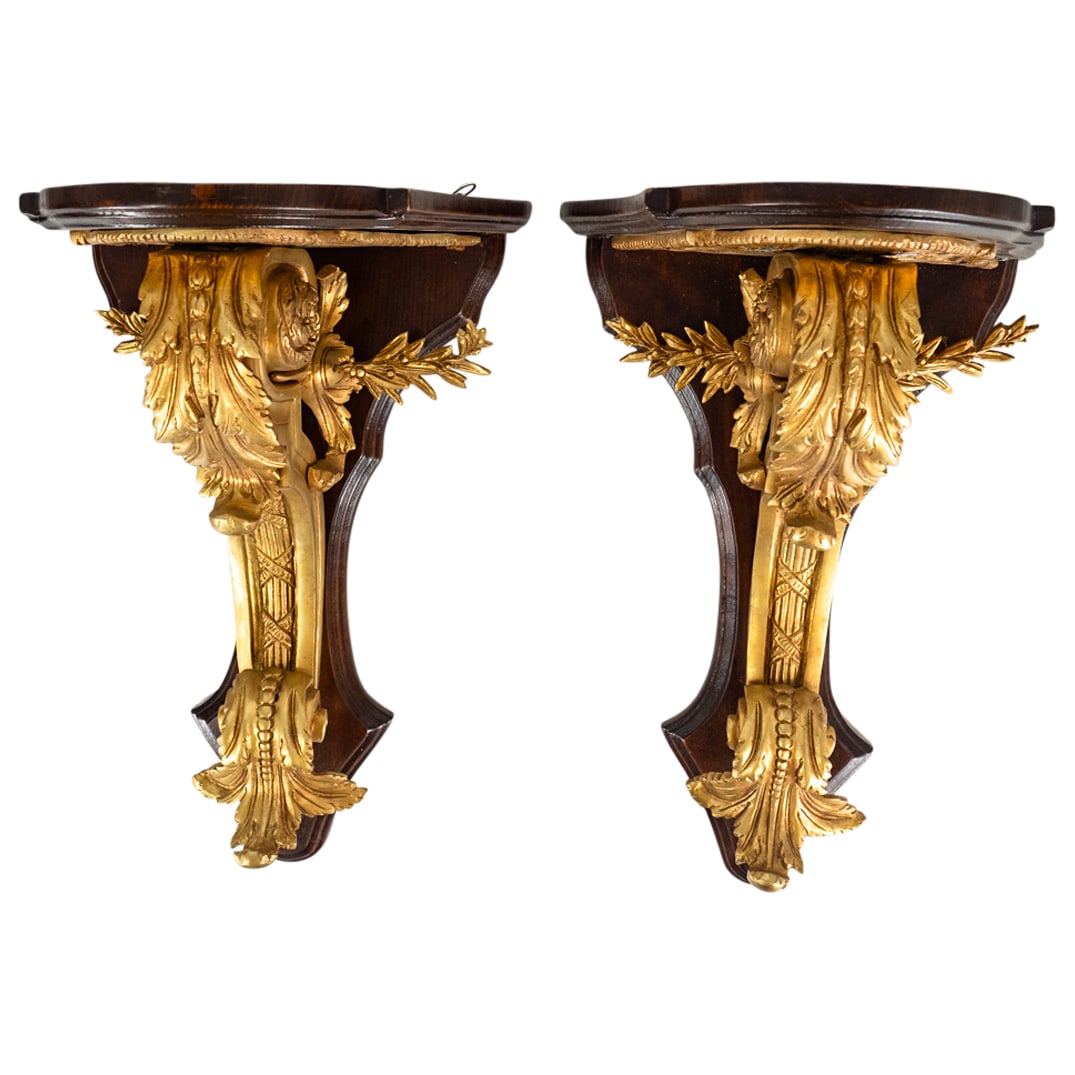 Pair Antique French Gilt Bronze Wall Brackets (1 of 8)