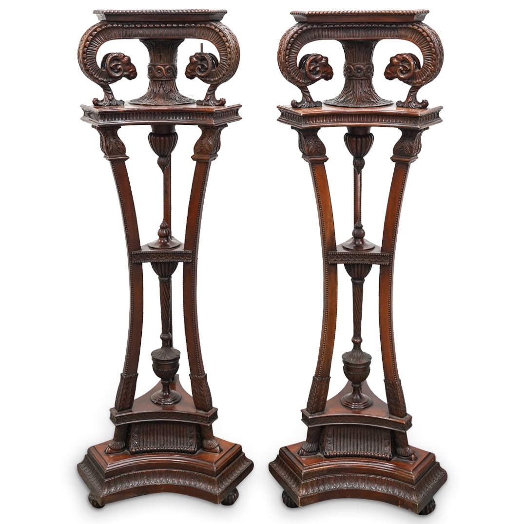 Pair Of Tall English Regency Carved Wood Pedestals (1 of 6)