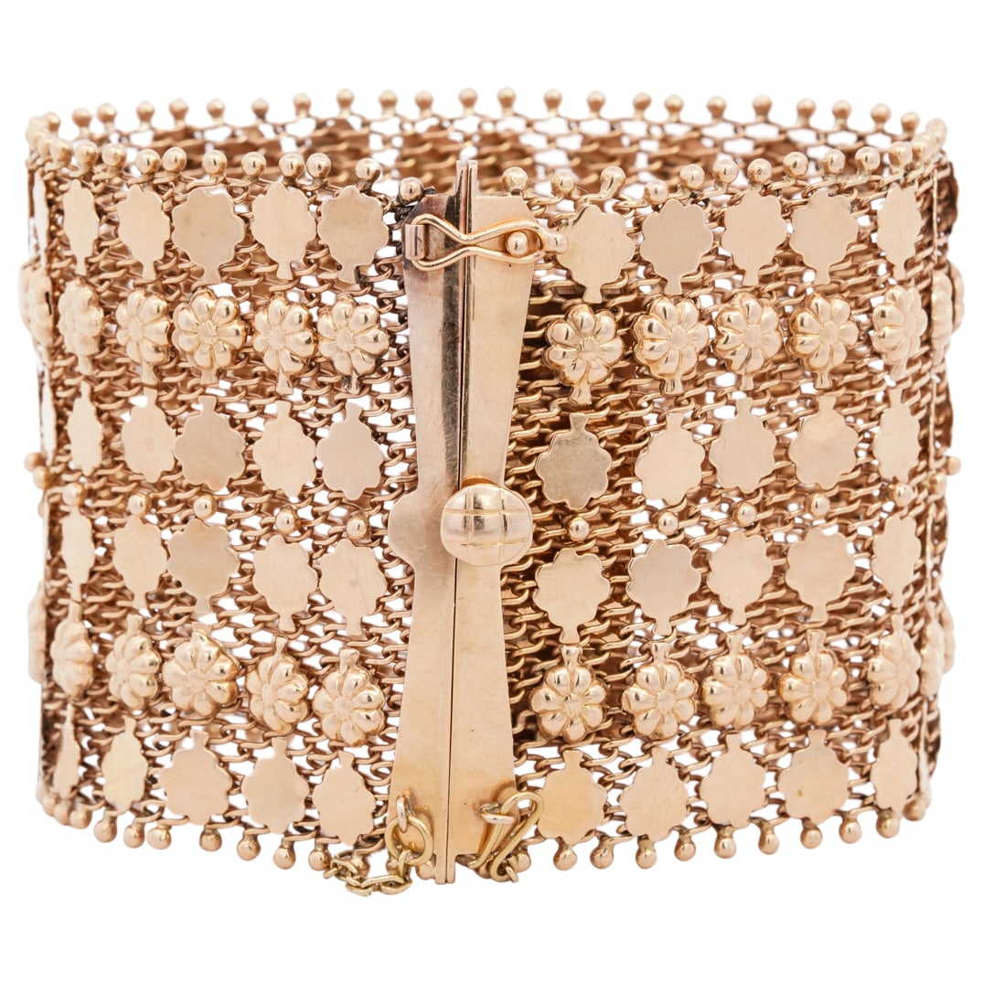 1950s Industria Argentina 18k Gold Wide Bracelet (1 of 4)