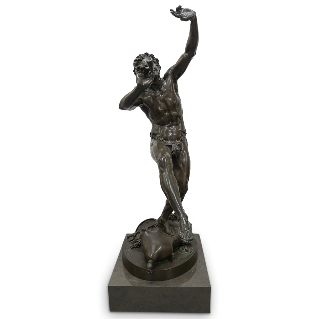 Antique After Eugene Louis Lequesne Dancing Faun Bronze Sculpture (1 of 6)