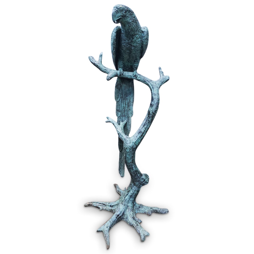 After Jules Moigniez Lifesize Bronze Parrot Garden Statue (1 of 5)