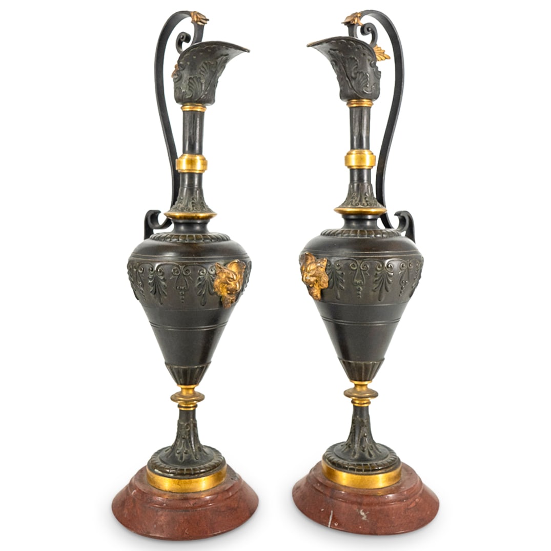 Pair Antique Barbedienne Style French Bronze Neoclassical Ewers (1 of 8)