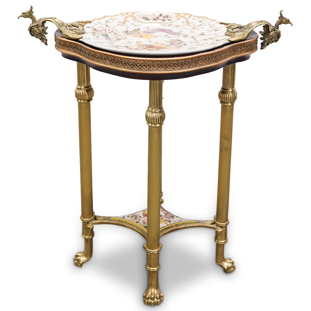 Chinoiserie Porcelain and Brass Mounted Tray Table (1 of 11)