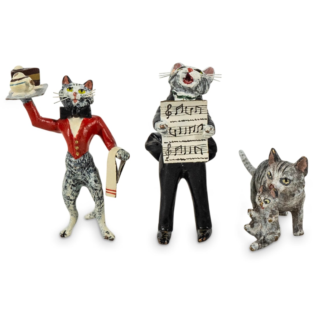(3 Pc) Antique Vienna Bronze Cat Figurines (1 of 9)