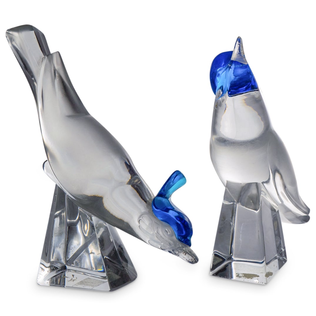 (2 Pc) Pair Of Lalique Crystal "Pilmico Bird" Figurines (1 of 10)
