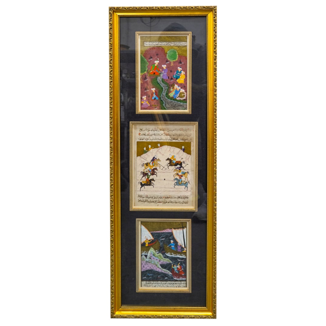 Three Antique Indo Persian Media Media On Paper Paintings (1 of 1)
