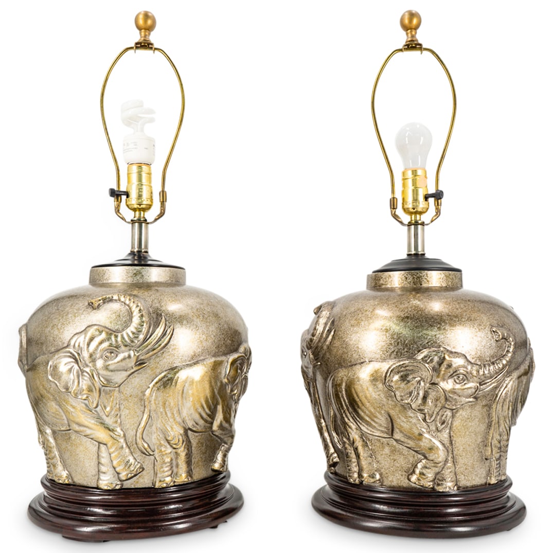 Pair Mixed Metal Elephant Lamps (1 of 7)