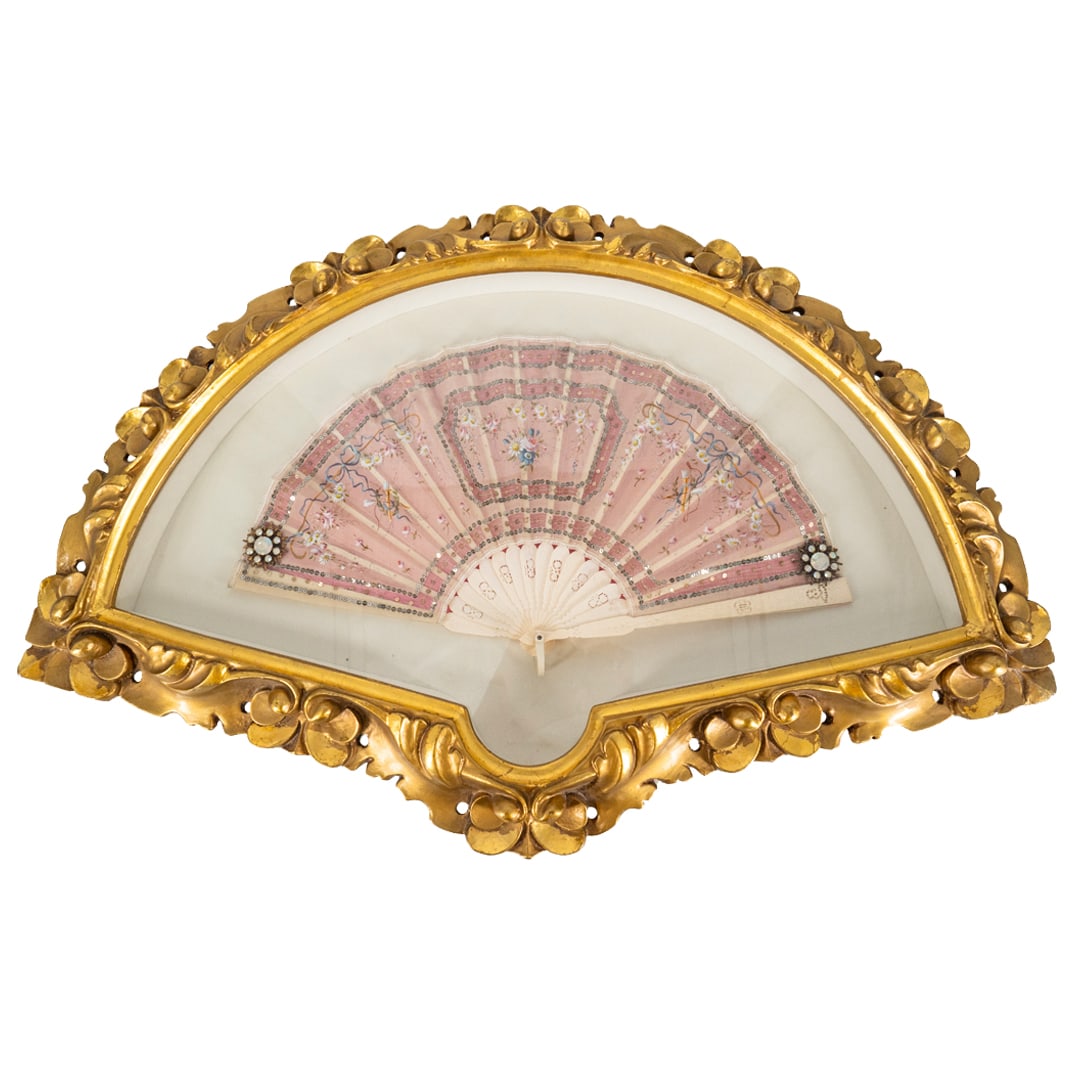 Antique Celluloid And Lace Hand Painted Folding Fan (1 of 6)