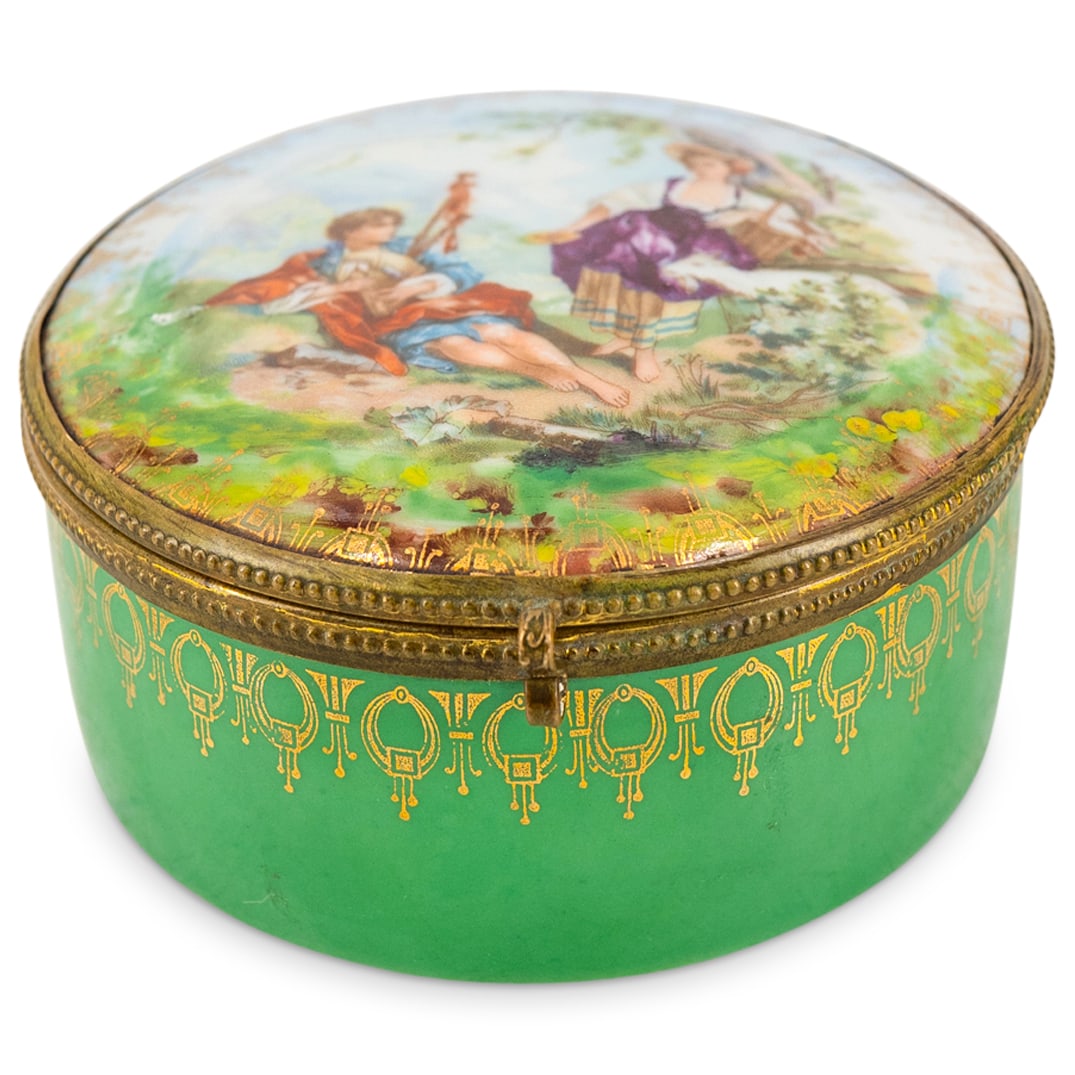 Antique German Porcelain Dresser Box W/ Mirror (1 of 6)