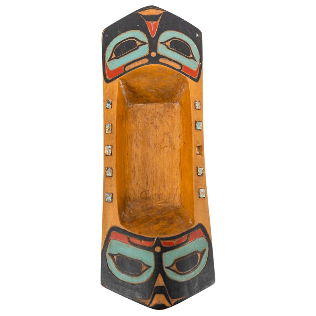 Antique Native American Northwest Coast Carved Cedar Wood Grease Bowl (1 of 4)