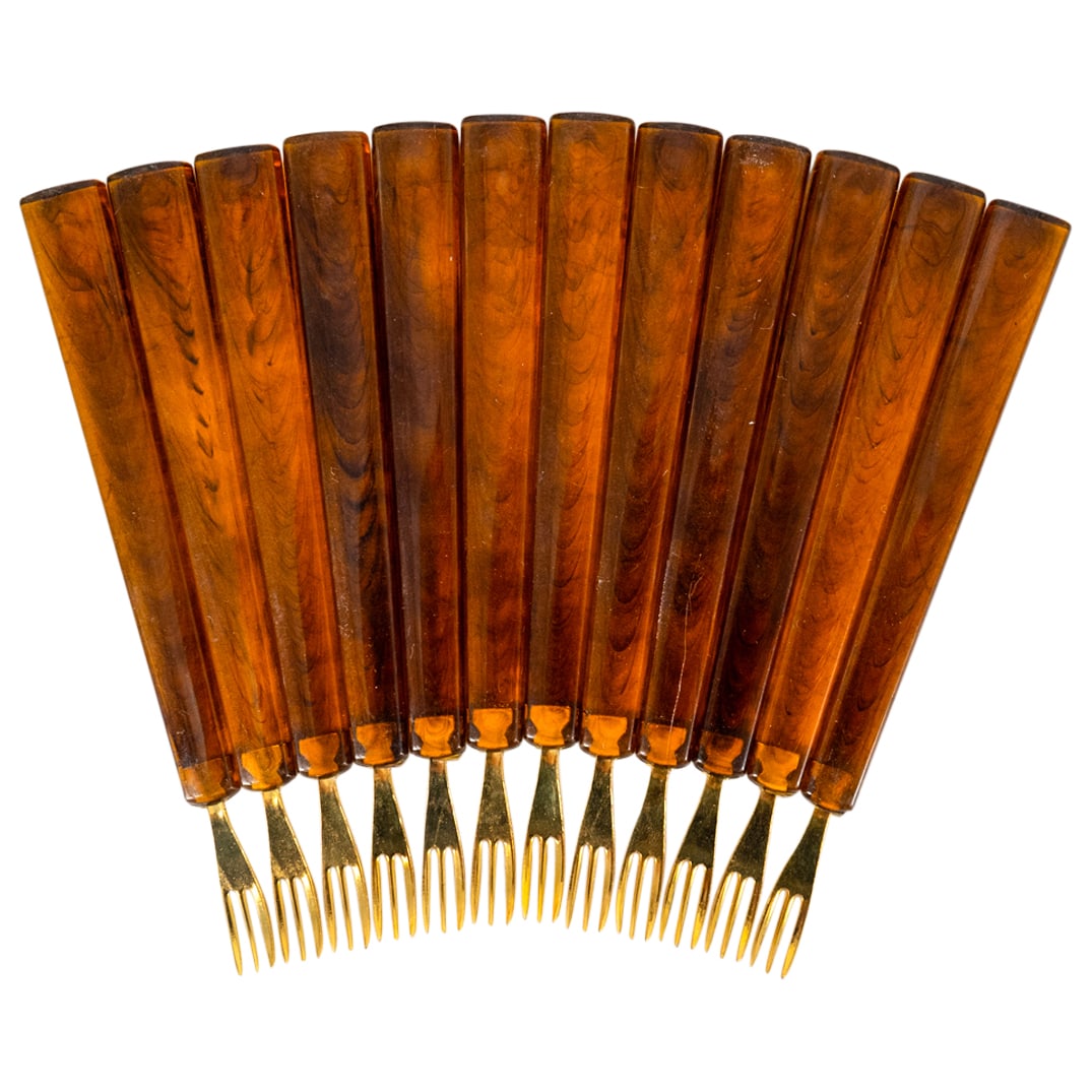 (12 Pc) Vintage Acrylic Hors D'Oeuvre Forks (1 of 4)