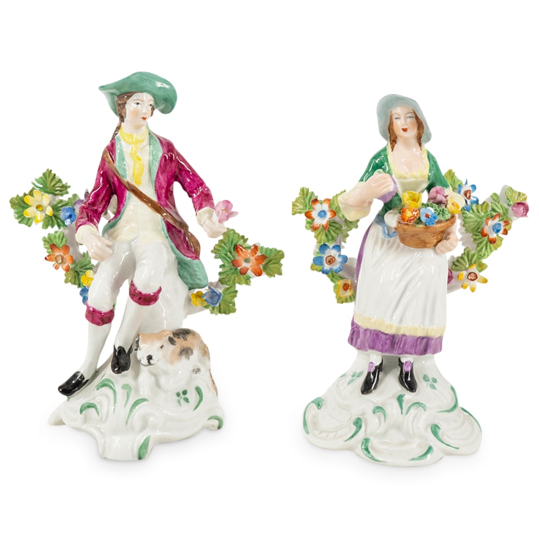 (2 Pc) Antique Chelsey Derby Spode Copeland Porcelain Figurines (1 of 7)