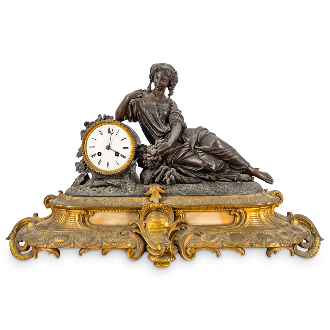 Antique Mixed Metal Figural Mantel Clock (1 of 8)