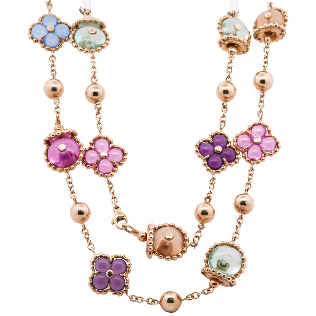 Van Cleef Style 18k Gold And Murano Glass Pendant Necklace Auction