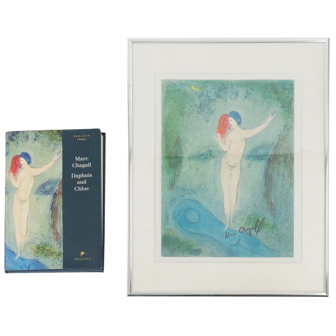 Marc Chagall (1887-1985) "Chloe's Kiss" Signed Offset Lithograph & Book (1 of 7)