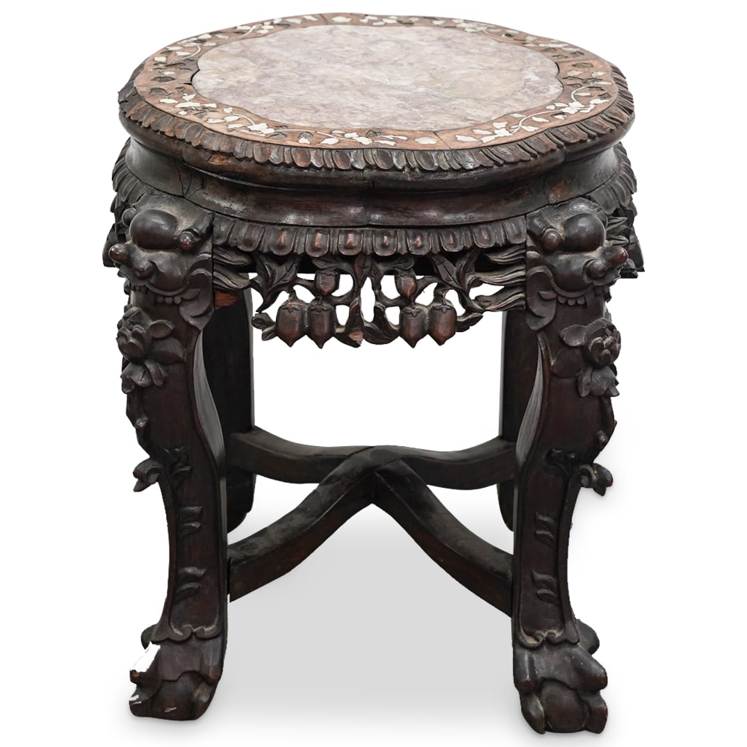 Chinese Marble & MOP Wooden Table (1 of 6)