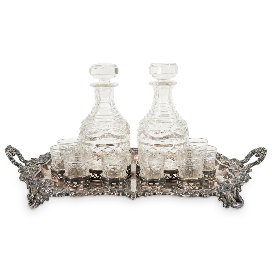 Baker & Ellis Silverplate & Crystal Liquor Set (1 of 8)