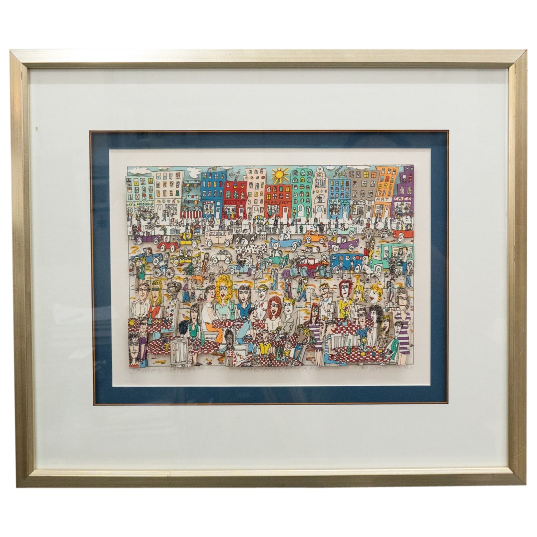 James Rizzi (American, 1950-2011) "Sidewalk Cafe" Limited 3D Screenprint (1 of 3)