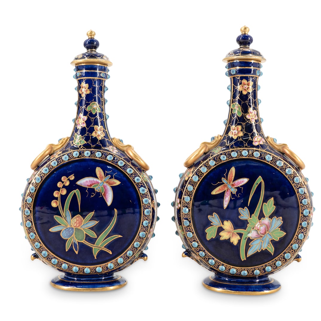 Pair of Royal Worcester Porcelain Moon Flasks (1 of 7)
