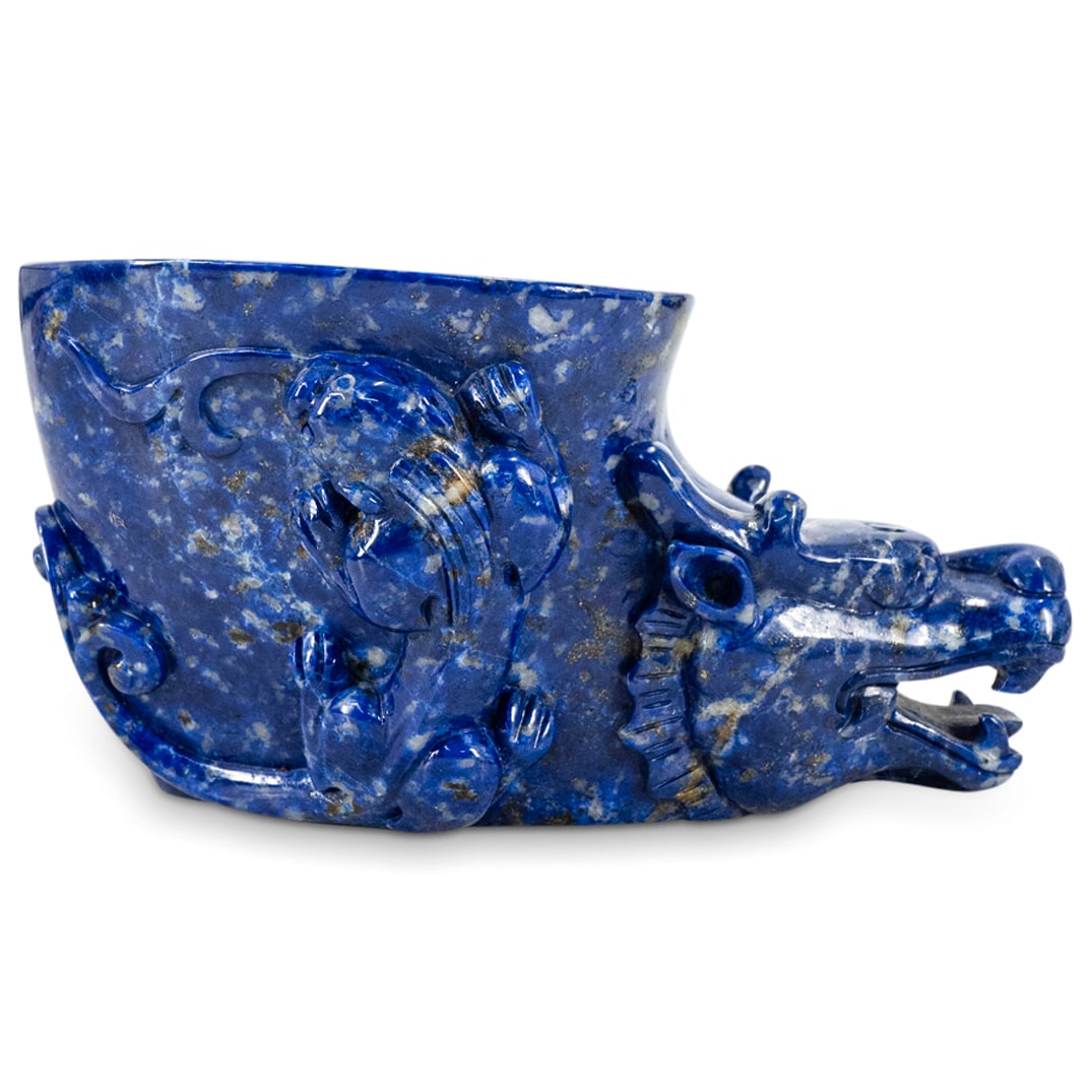 Chinese Carved Lapis Lazuli Libation Cup (1 of 3)
