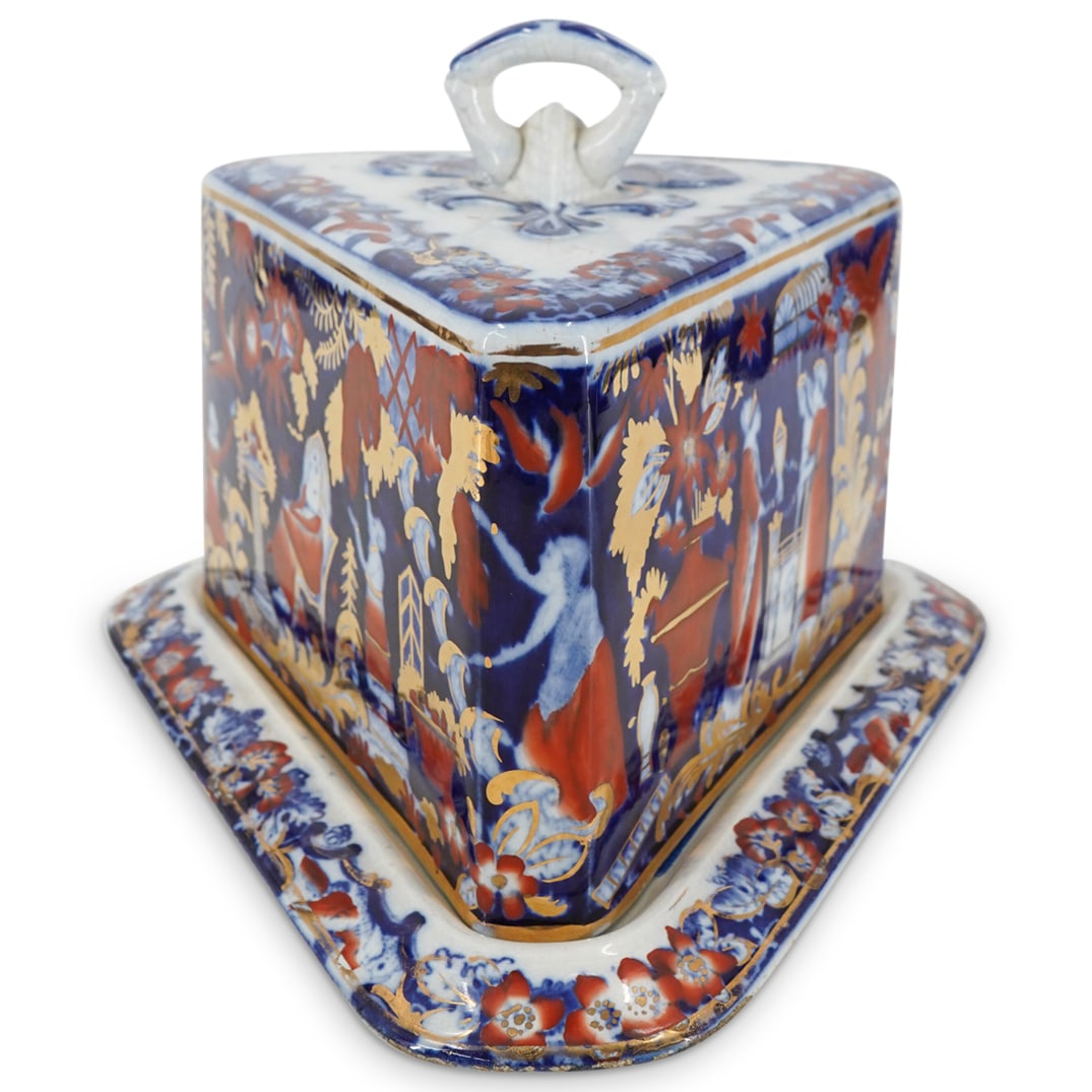 Victorian Staffordshire Porcelain Covered Cheese Dish (1 of 5)