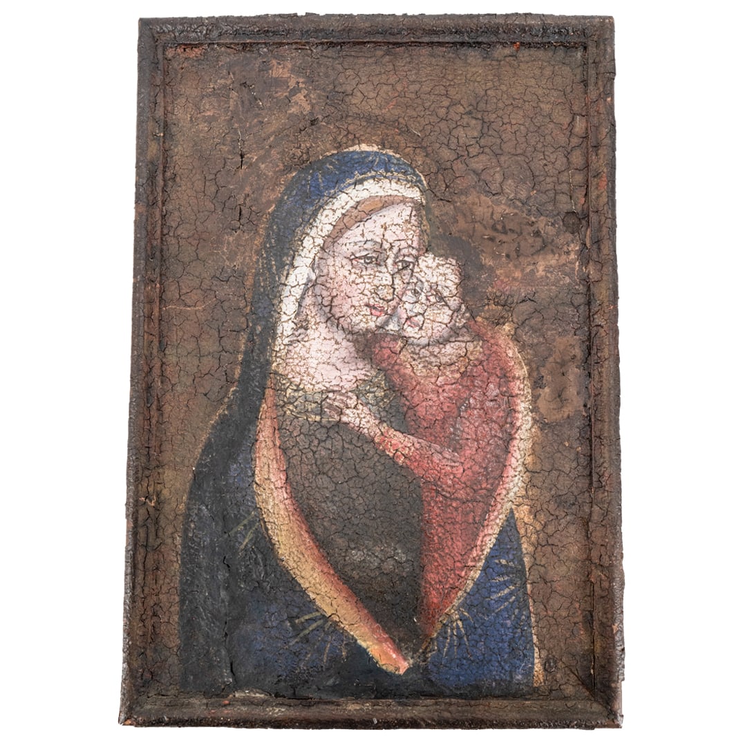Antique North Italian Madonna and Child Wooden Icon (1 of 3)