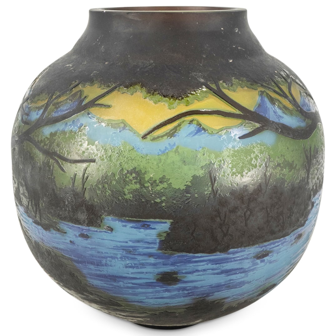 After Galle Cameo Glass Landscape Vase (1 of 7)